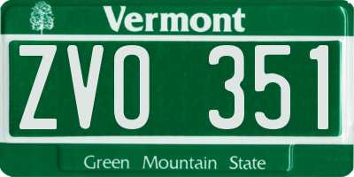 VT license plate ZVO351