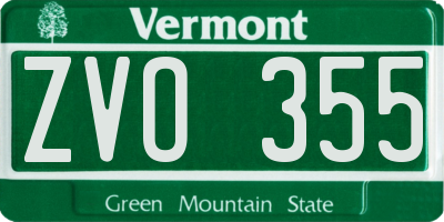 VT license plate ZVO355