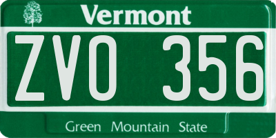 VT license plate ZVO356