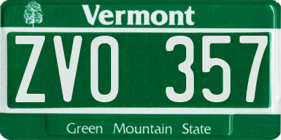 VT license plate ZVO357