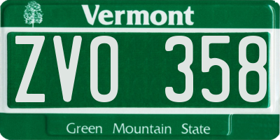 VT license plate ZVO358