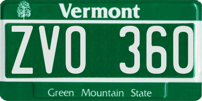 VT license plate ZVO360