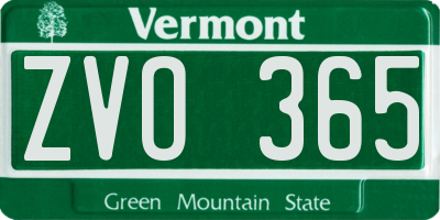 VT license plate ZVO365