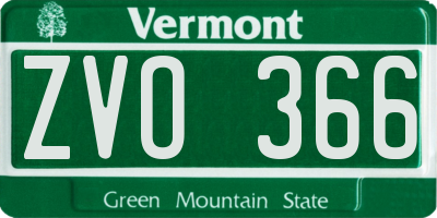 VT license plate ZVO366