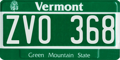 VT license plate ZVO368