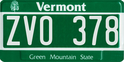 VT license plate ZVO378