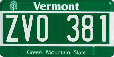 VT license plate ZVO381