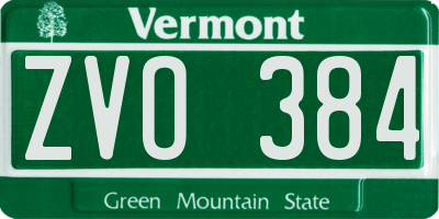 VT license plate ZVO384