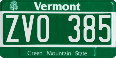 VT license plate ZVO385