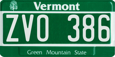 VT license plate ZVO386