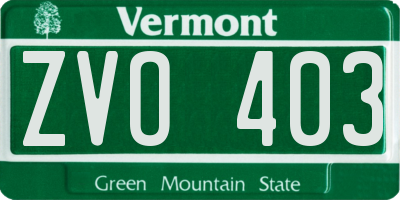 VT license plate ZVO403