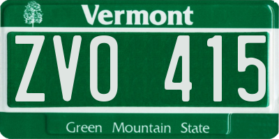 VT license plate ZVO415