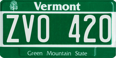 VT license plate ZVO420