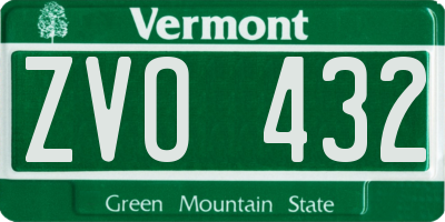 VT license plate ZVO432