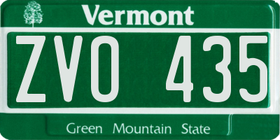 VT license plate ZVO435