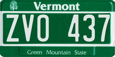 VT license plate ZVO437