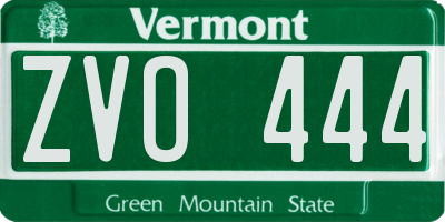 VT license plate ZVO444