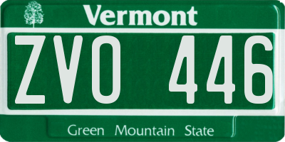 VT license plate ZVO446