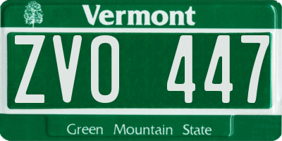 VT license plate ZVO447