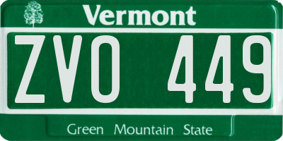 VT license plate ZVO449