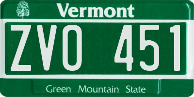 VT license plate ZVO451