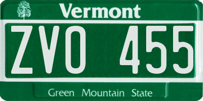 VT license plate ZVO455