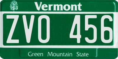 VT license plate ZVO456