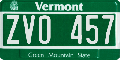 VT license plate ZVO457