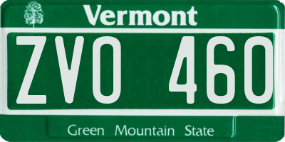 VT license plate ZVO460