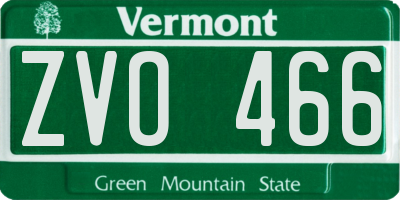 VT license plate ZVO466