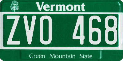 VT license plate ZVO468