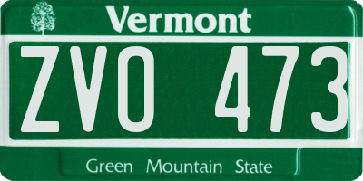 VT license plate ZVO473