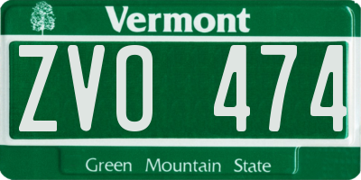 VT license plate ZVO474
