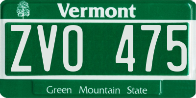 VT license plate ZVO475