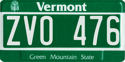VT license plate ZVO476