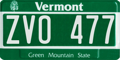 VT license plate ZVO477