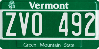 VT license plate ZVO492