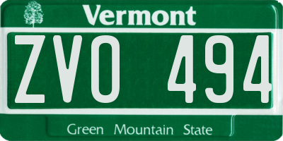 VT license plate ZVO494