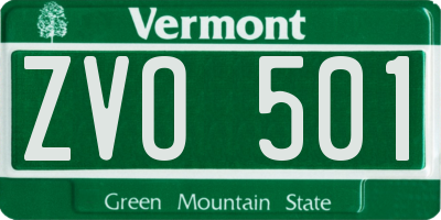 VT license plate ZVO501