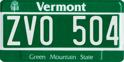 VT license plate ZVO504