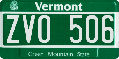 VT license plate ZVO506