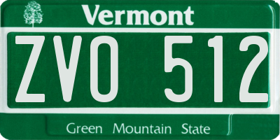 VT license plate ZVO512