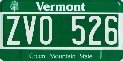 VT license plate ZVO526