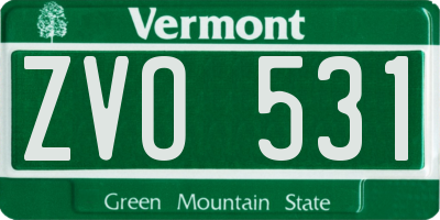VT license plate ZVO531