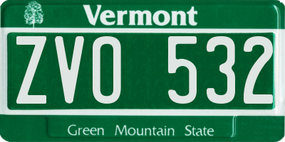 VT license plate ZVO532