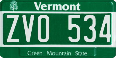 VT license plate ZVO534