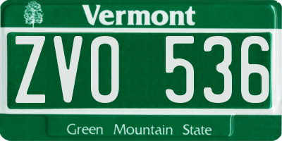 VT license plate ZVO536