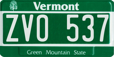 VT license plate ZVO537
