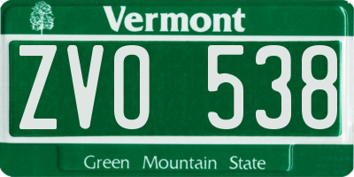 VT license plate ZVO538