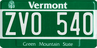 VT license plate ZVO540